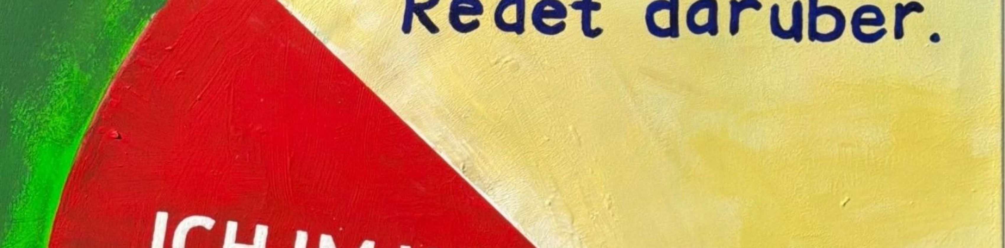 Ein Kuchendiagramm mit der Aufschrift "Denkt nach. Redet darüber." Darin: ein hervorgehobenes Stück mit der Aufschrift "ICH IM WIR"., © Elisabeth Ott Ein Kuchendiagramm mit der Aufschrift "Denkt nach. Redet darüber." Darin: ein hervorgehobenes Stück mit der Aufschrift "ICH IM WIR"., © Elisabeth Ott