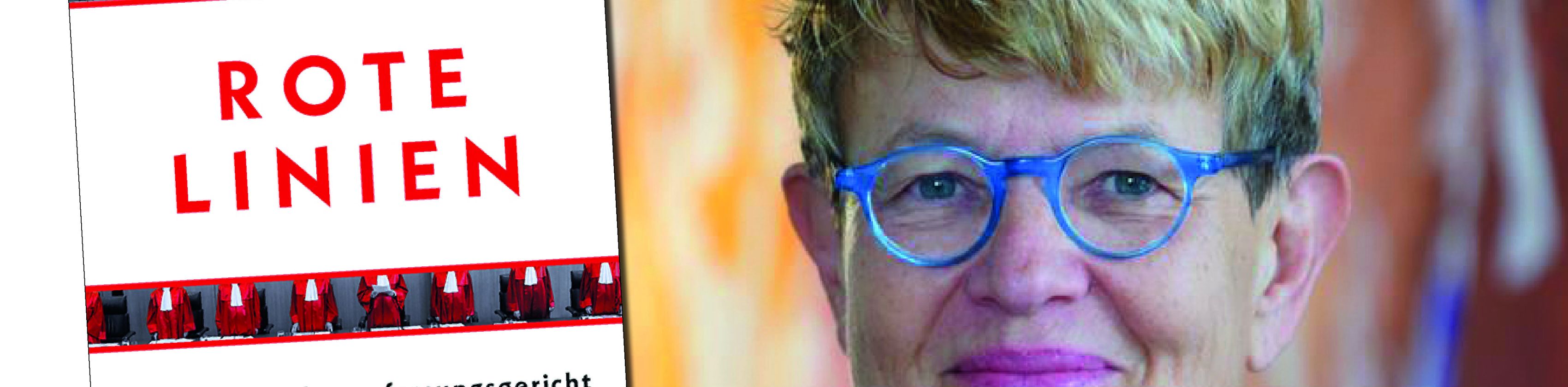 Autorin Susanne Baer und das Cover ihres Buches "Rote Linien", © Petra Rickert; Herder Verlag; vhs Heilbronn Autorin Susanne Baer und das Cover ihres Buches "Rote Linien", © Petra Rickert; Herder Verlag; vhs Heilbronn