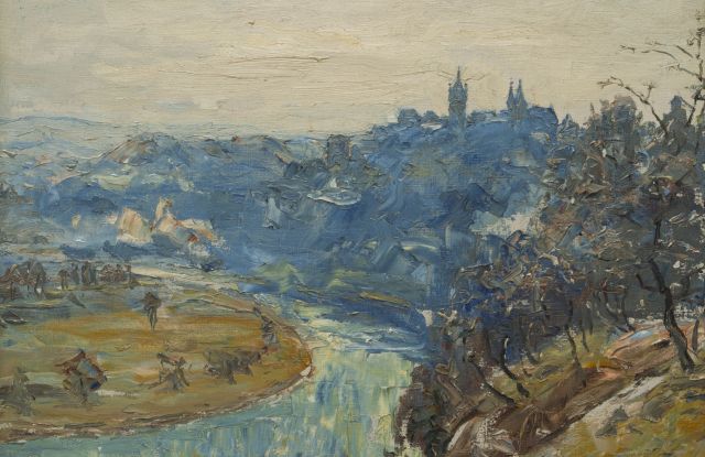 Hermann Busse, Neckarlandschaft mit Wimpfen, um 1950