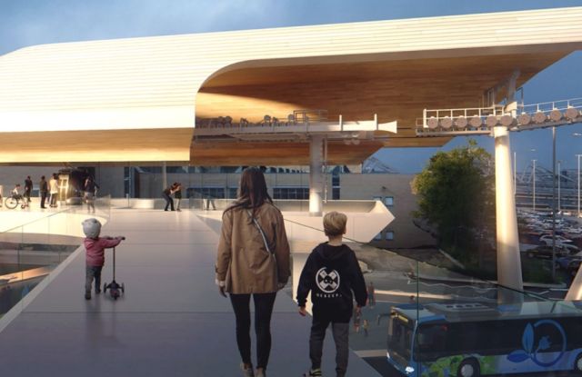 So könnte eine Seilbahnstation in Heibronn aussehen. Dies ist ein Thema bei
der Bürgerinformation am 1. Juli., © Bild: Stadt HN/Drees&Sommer/UNStudio