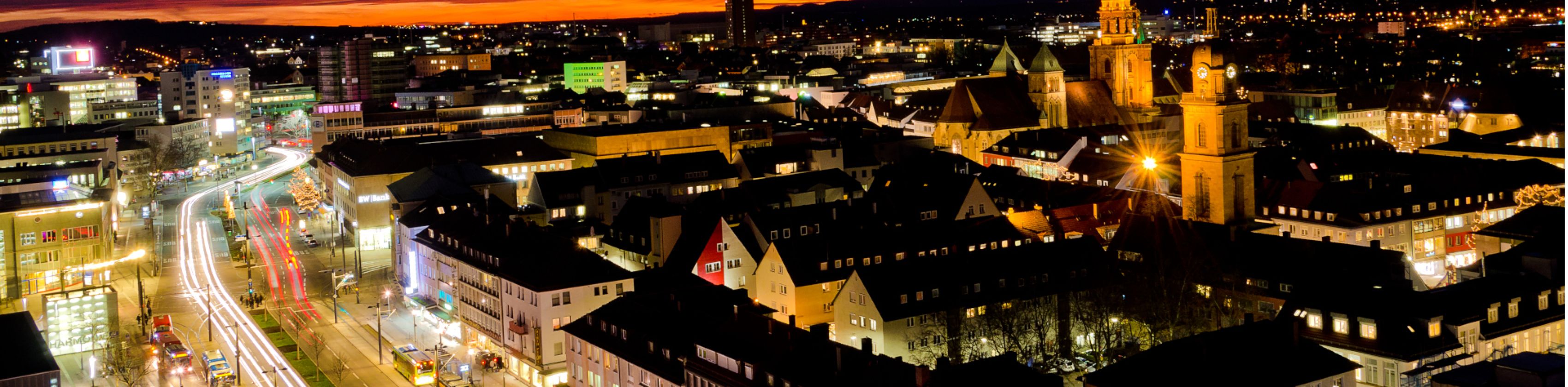 Heilbronn Allee bei Nacht