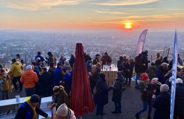 Ein herrlicher Blick vom Wartberg auf die Stadt Heilbronn. Kiwanis und Wir für Heilbronn begrüßen das neue Jahr.