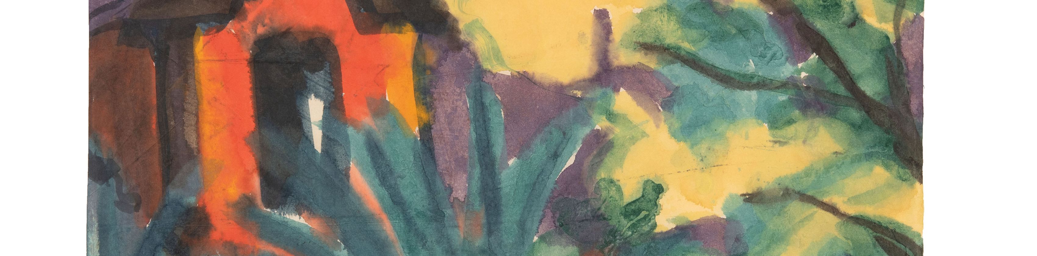 Emil Nolde, Italienische Landschaft mit rotem Haus, um 1924, Aquarell auf Japanpapier, Dauerleihgabe aus Privatbesitz