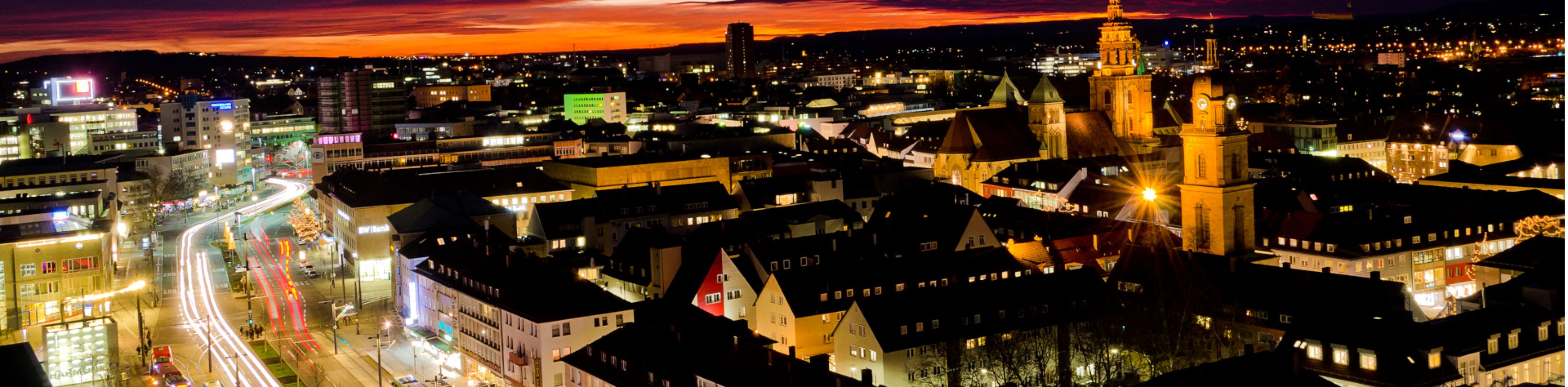 Heilbronn Allee bei Nacht