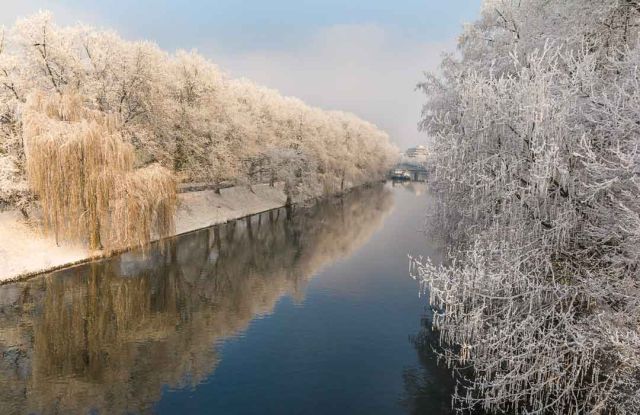 Der Heilbronner Neckar im Winter