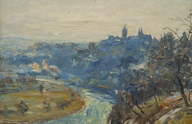 Hermann Busse, Neckarlandschaft mit Wimpfen, um 1950