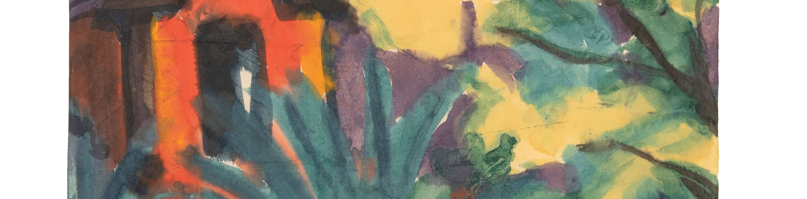 Emil Nolde, Italienische Landschaft mit rotem Haus, um 1924, Aquarell auf Japanpapier, Dauerleihgabe aus Privatbesitz