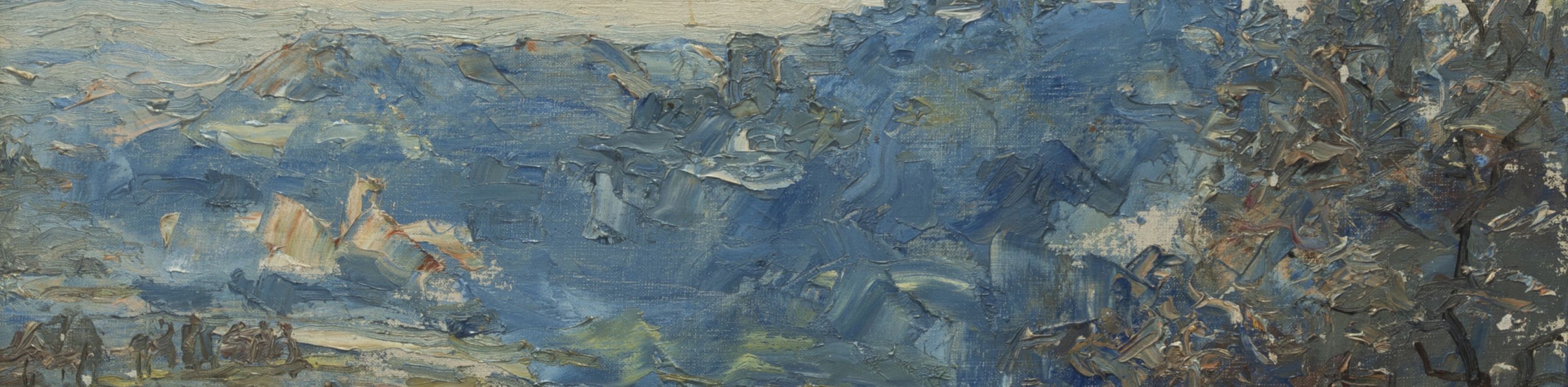 Hermann Busse, Neckarlandschaft mit Wimpfen, um 1950