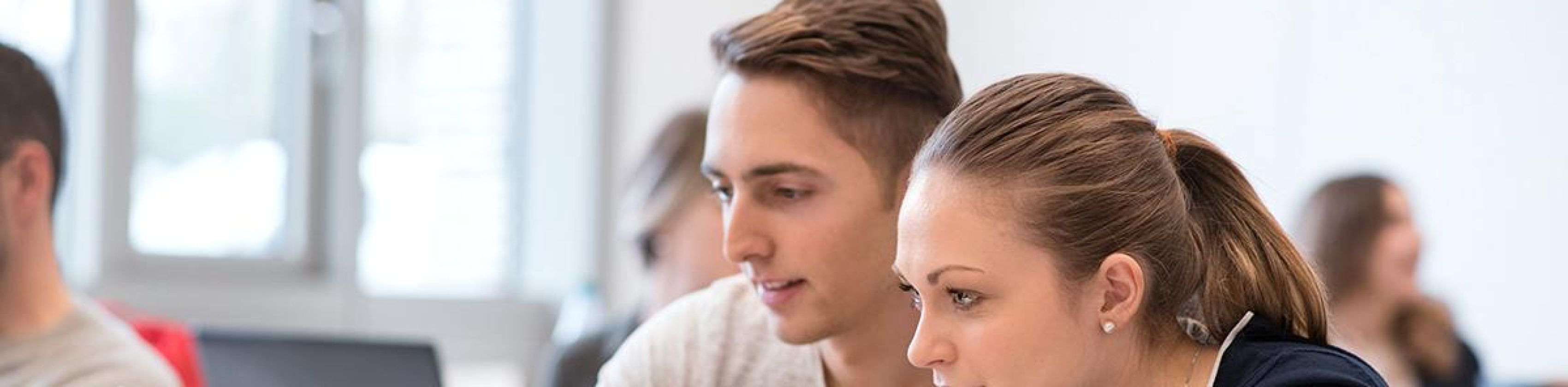 Studierende, die am Laptop zusammen arbeiten, &copy; Hochschule Heilbronn